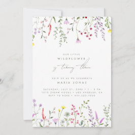 小さな野花の女の子のフローラ誕生日パーティー 招待状