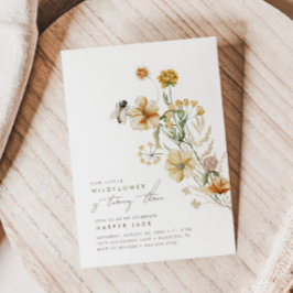 小さな野花の女の子のフローラ誕生日パーティー 招待状