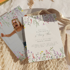 小さな野花の女の子のフローラ誕生日パーティー 招待状