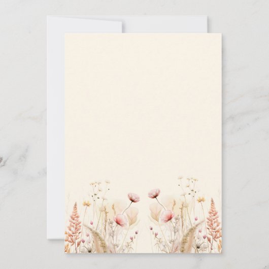 小さな野花の女の子ボホベイビーシャワー 招待状 (裏面)