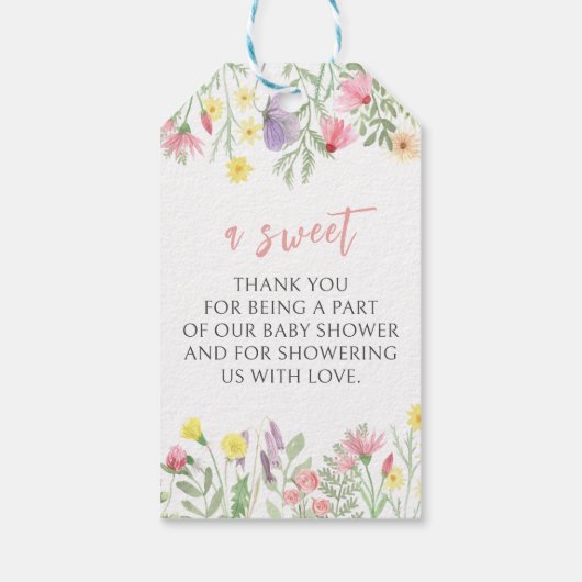 小さな野花の素朴な赤ん坊がシャワー感謝していを浴びる ギフトタグ (裏面)
