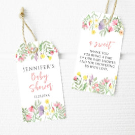 小さな野花の素朴な赤ん坊がシャワー感謝していを浴びる ギフトタグ