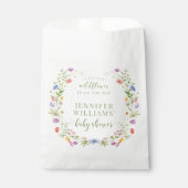 小さな野花の緑のボホの女の子シャワー フェイバーバッグ (正面)