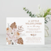 小さな野花の赤ちゃんシャワーbohoブーケ 招待状 (スタンド正面)