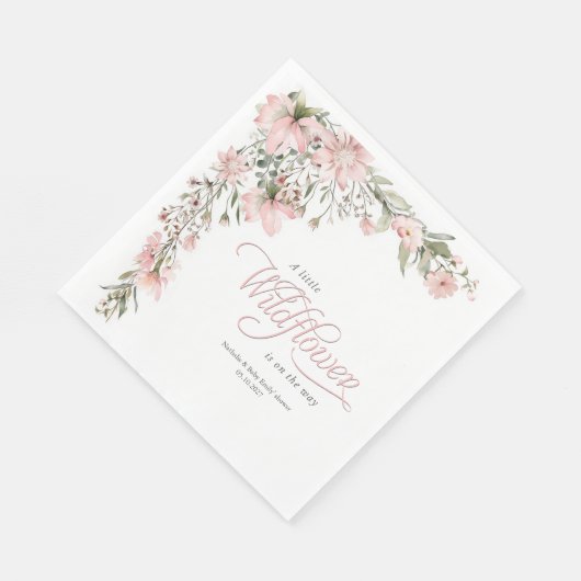 小さな野花をテーマにした赤んエレガント坊の女の子をピンク スタンダードランチョンナプキン (角)