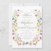 小さな野花カラフル花赤ちゃん女の子シャワー 招待状 (正面)