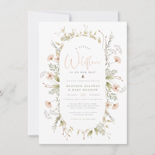 小さな野花ボホビーガール赤ちゃんシャワー 招待状 (正面)