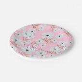 小さな野花ボホピンクの女の子の赤ちゃんシャワー ペーパープレート (アングル)