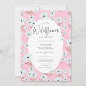 小さな野花ボホピンクの女の子の赤ちゃんシャワー 招待状 (正面)