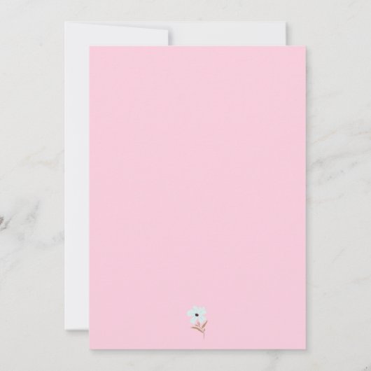 小さな野花ボホピンクの女の子の赤ちゃんシャワー 招待状 (裏面)