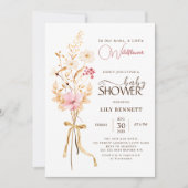 小さな野花ボホ素朴自然赤ちゃんシャワー 招待状 (正面)