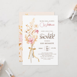 小さな野花ボホ素朴自然赤ちゃんシャワー 招待状