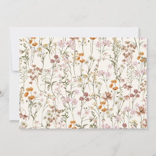 小さな野花写真赤ちゃんシャワー庭園 招待状 (裏面)