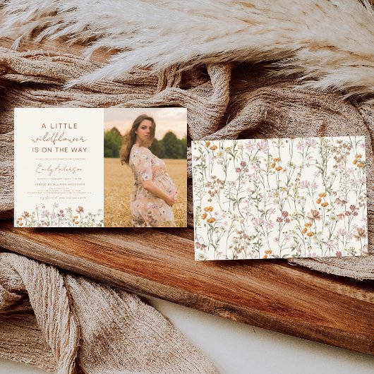 小さな野花写真赤ちゃんシャワー庭園 招待状