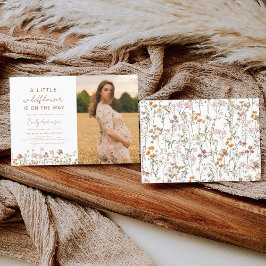 小さな野花写真赤ちゃんシャワー庭園 招待状