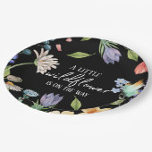 小さな野花女の子の赤ちゃんシャワーブラック ペーパープレート (アングル)