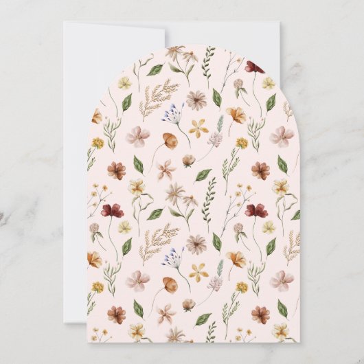 小さな野花女の子の赤ちゃんシャワーBohoアーチ 招待状 (裏面)