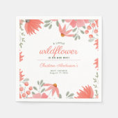 小さな野花女の子ピーチ赤ちゃんシャワー スタンダードカクテルナプキン (正面)