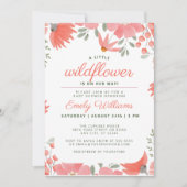 小さな野花女の子ピーチ赤ちゃんシャワー 招待状 (正面)