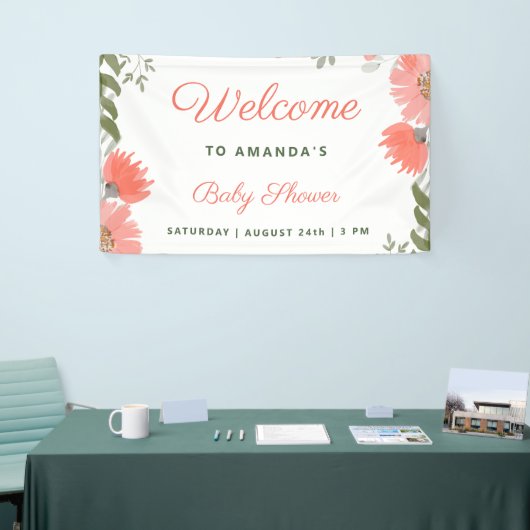 小さな野花女の子ピーチ赤ちゃんシャワー 横断幕 (トレードショー)
