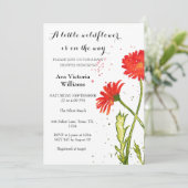 小さな野花少女の赤ちゃんシャワーオレンジ色の花 招待状 (スタンド正面)