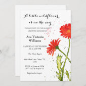 小さな野花少女の赤ちゃんシャワーオレンジ色の花 招待状 (正面/裏面)