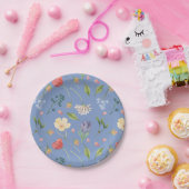 小さな野花少女の赤ちゃんシャワーブルー ペーパープレート (パーティー)