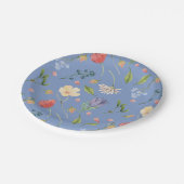 小さな野花少女の赤ちゃんシャワーブルー ペーパープレート (アングル)