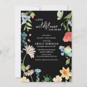 小さな野花少女の赤ちゃんシャワーブルー 招待状 (正面)