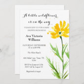 小さな野花少女の赤ちゃんシャワー黄色の花 招待状 (正面/裏面)