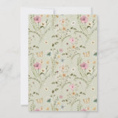 小さな野花少女セージ緑の赤ちゃんシャワー 招待状 (裏面)