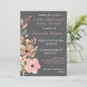 小さな野花少女ピンクの赤ちゃんシャワー 招待状 (スタンド正面)