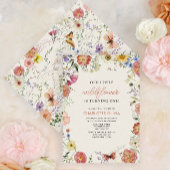 小さな野花1st誕生日プレス花 招待状