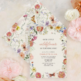 小さな野花1st誕生日プレス花 招待状