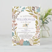 小さな野草の女の子の車で赤ちゃんシャワー 招待状 (スタンド正面)