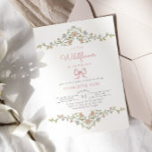 小さな野草の庭は赤ちゃんシャワーを弓を振る 招待状