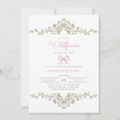 小さな野草の庭は赤ちゃんシャワーを弓を振る 招待状 (正面)