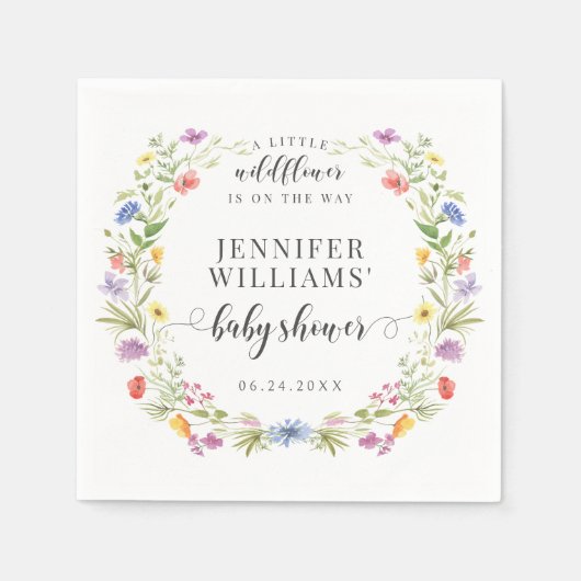 小さな野草の素朴なボホ女の子シャワー スタンダードカクテルナプキン (正面)