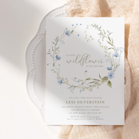 小さな野草の緑のボホのベビーガール 招待状