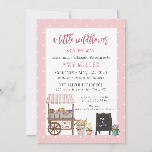 小さな野草の赤ちゃんシャワー招待状 招待状 (正面)