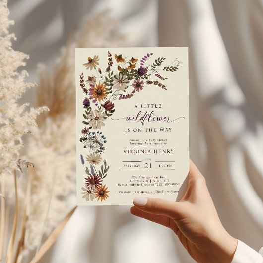 小さな野草の赤ちゃんシャワー招待状 招待状