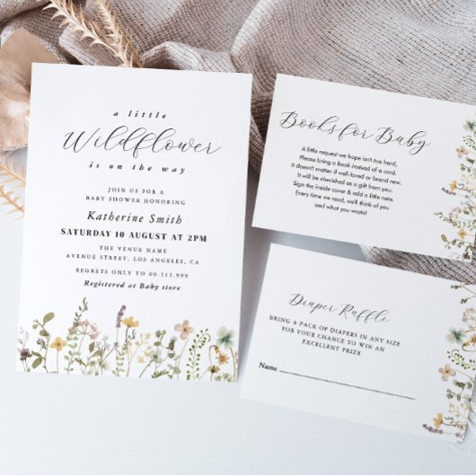 小さな野草の赤ちゃんシャワー招待状 招待状