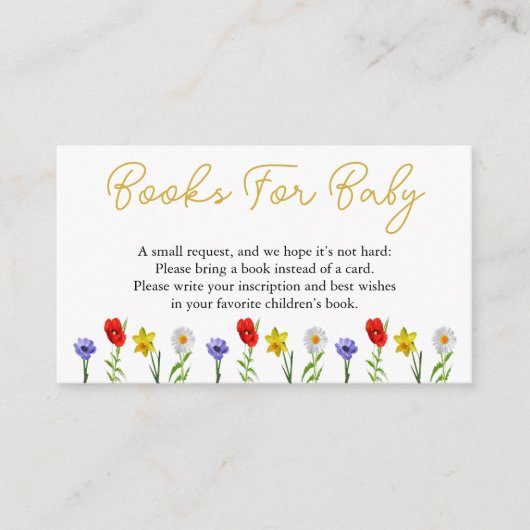 小さな野草の赤ちゃんシャワー本ベビー エンクロージャーカード (正面)