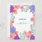 小さな野草の赤ちゃんシャワー水色 招待状 (裏面)