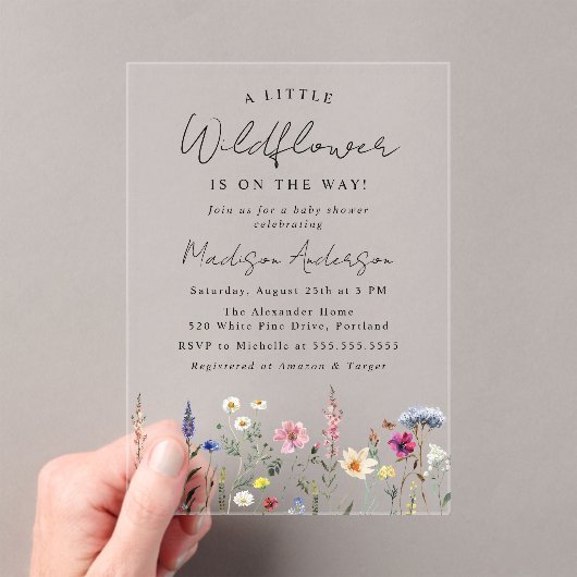 小さな野草の赤ちゃんシャワー アクリル招待状 (インサイチュ (ポータブル))