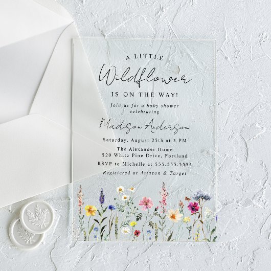 小さな野草の赤ちゃんシャワー アクリル招待状