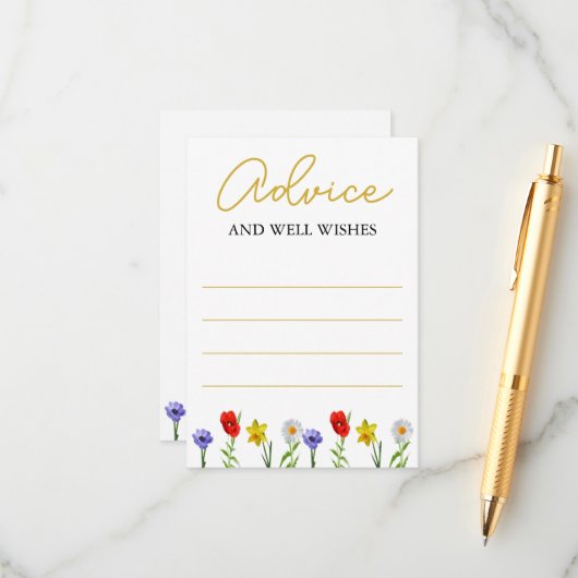 小さな野草の赤ちゃんシャワー アドバイスカード (正面/裏面インサイチュ)