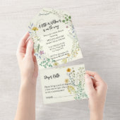 小さな野草の赤ちゃんシャワー オールインワン招待状 (貼ってはがせる)