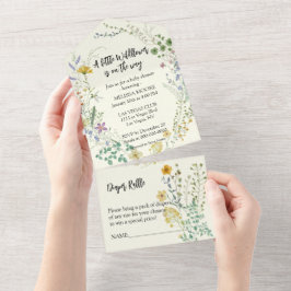 小さな野草の赤ちゃんシャワー オールインワン招待状