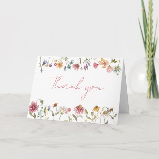 小さな野草の赤ちゃんシャワー サンキューカード (正面)